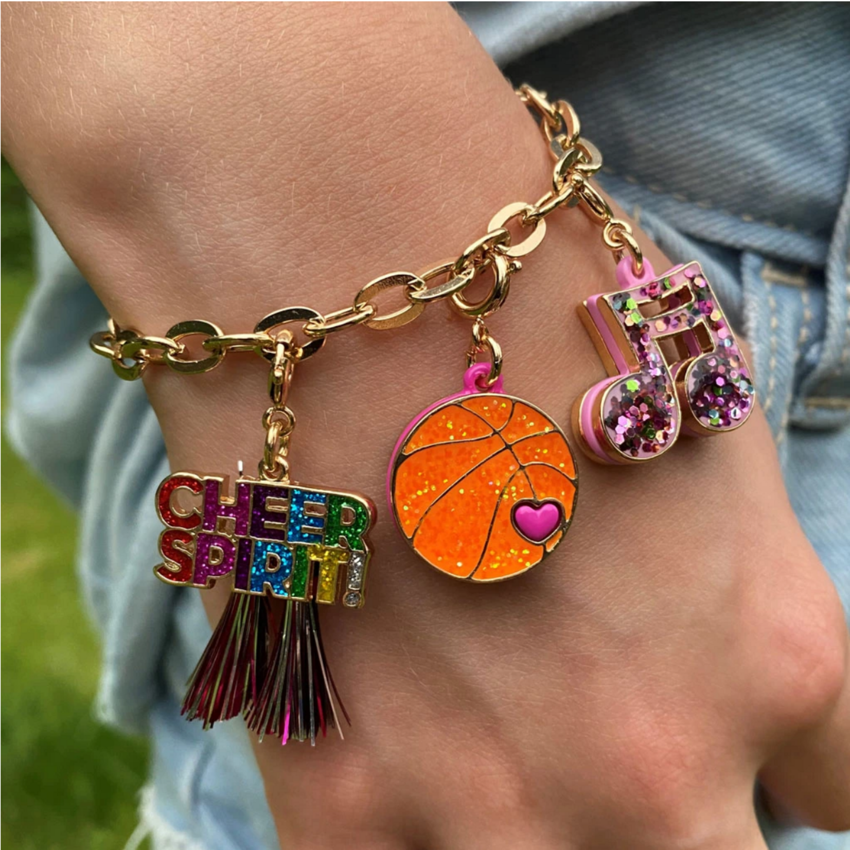 Gold Glitter Basketball Charm