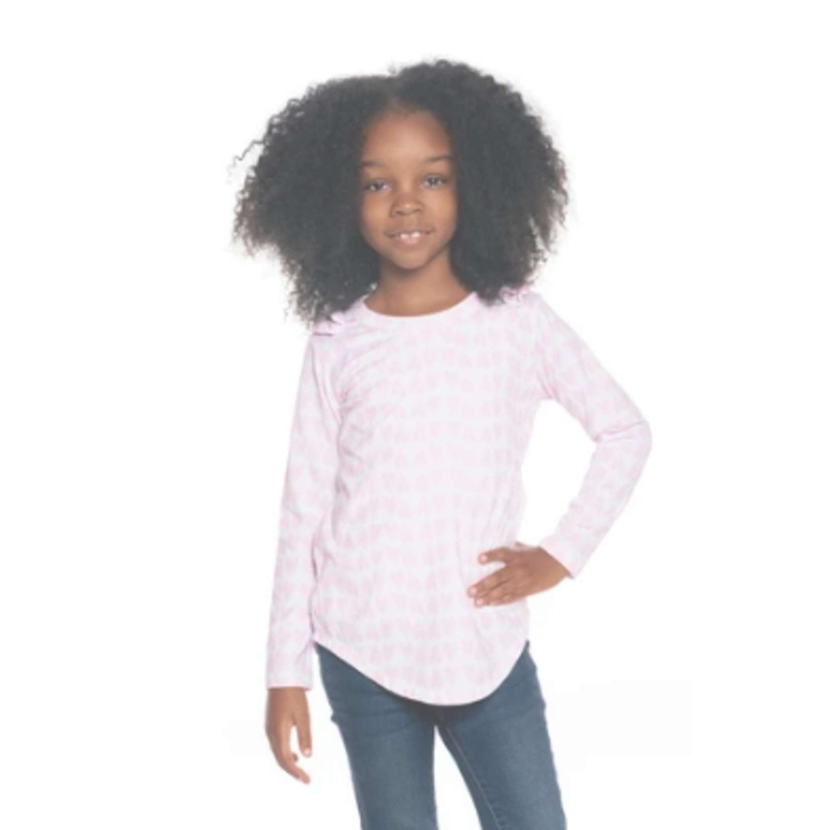 CHASER Girls Pink Hearts Vintage Jersey Knit