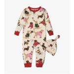 LITTLE BLUE HOUSE WOOFING CHRISTMAS BABY COVERALL & HAT