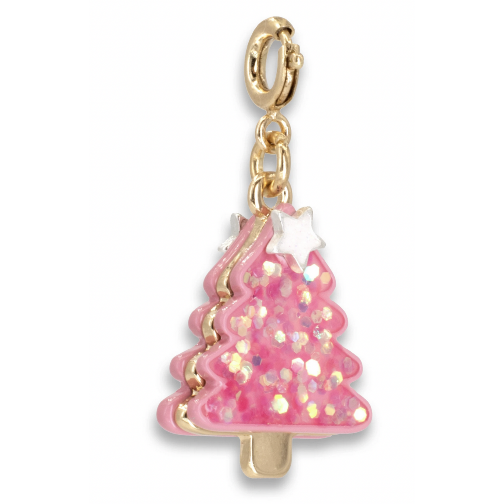 Gold Pink Christmas Tree Charm
