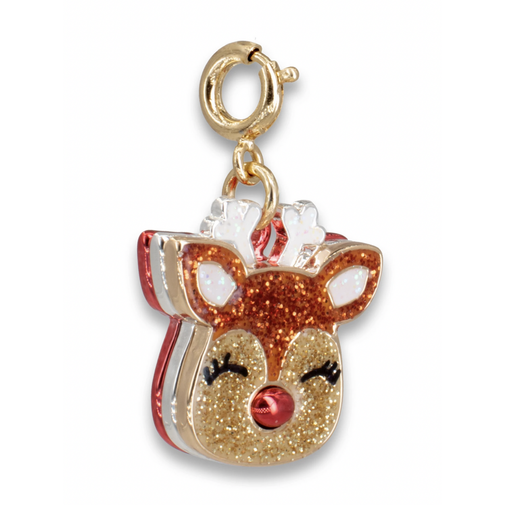 Gold Glitter Reindeer Charm