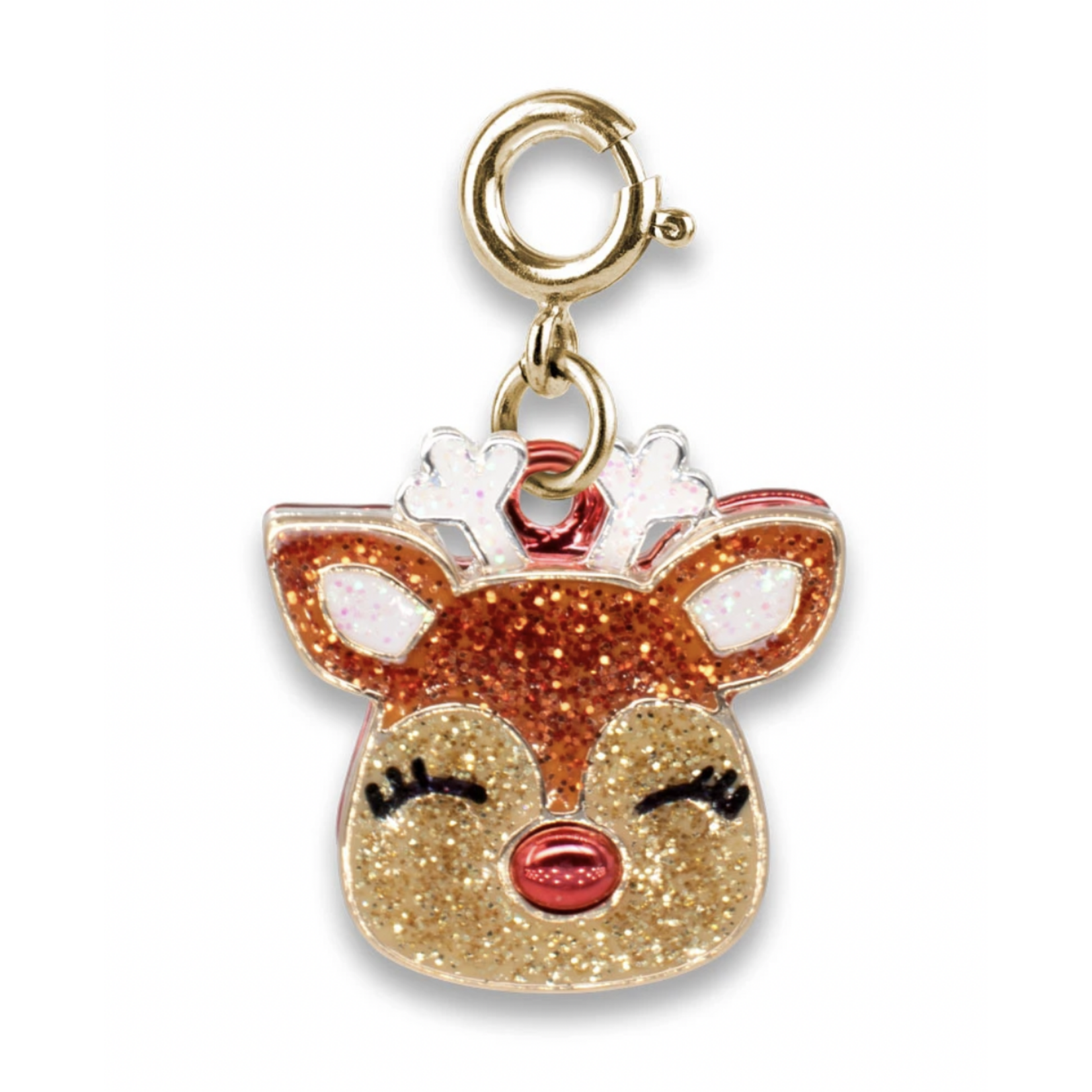 Gold Glitter Reindeer Charm