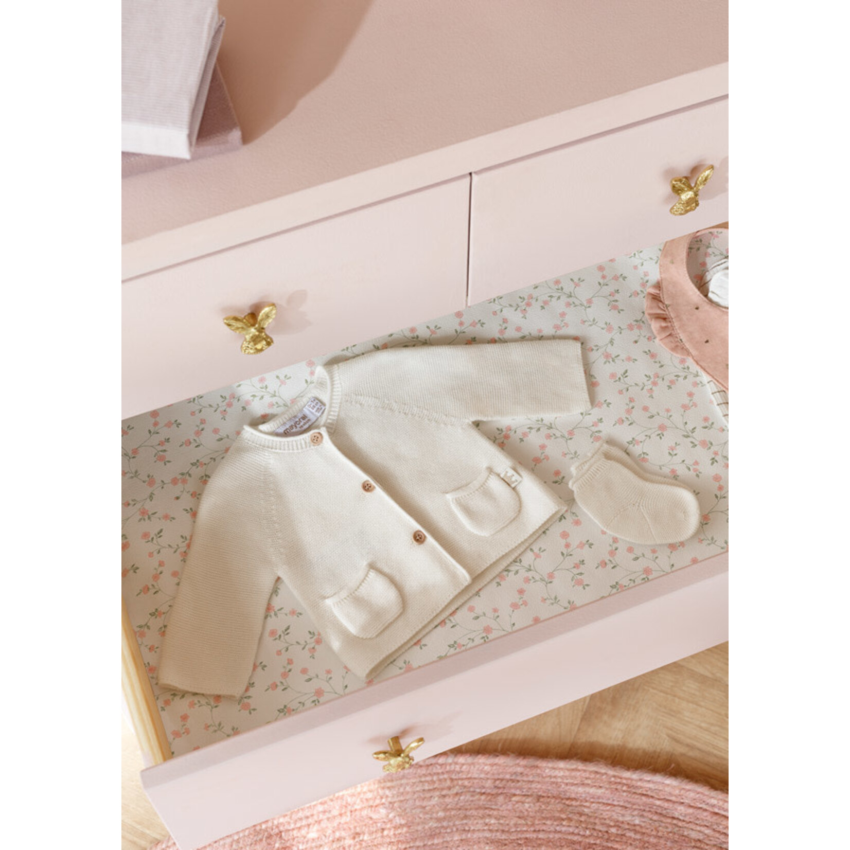 MAYORAL NEWBORN LONG KNIT CARDIGAN AND SOCKS