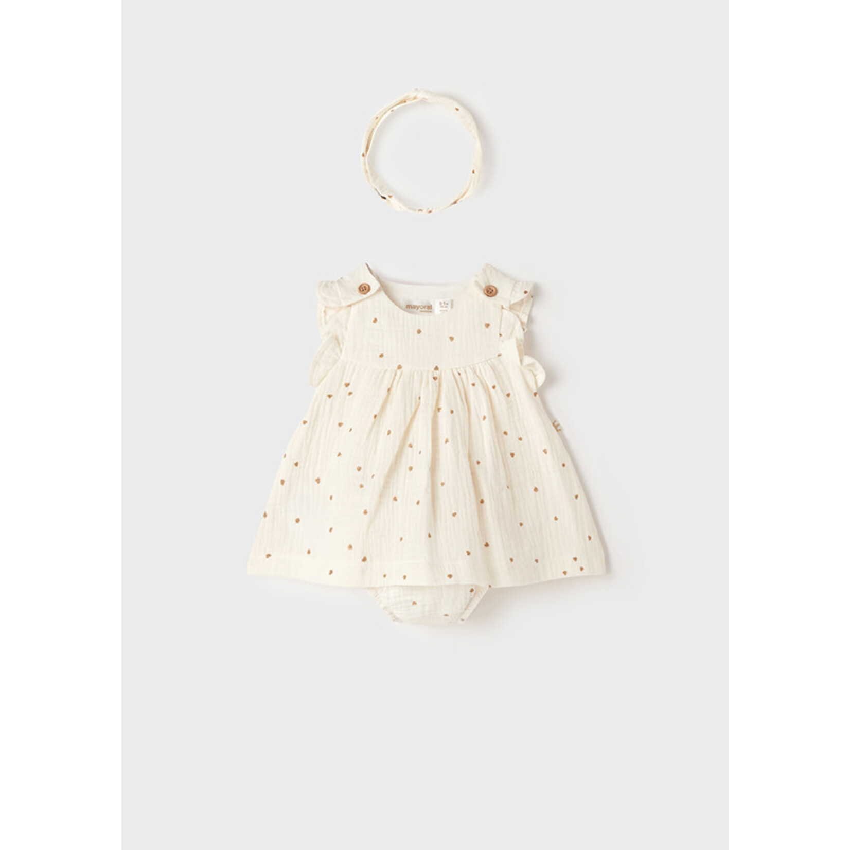 MAYORAL NEWBORN MUSLIN DRESS & HEADBAND SET