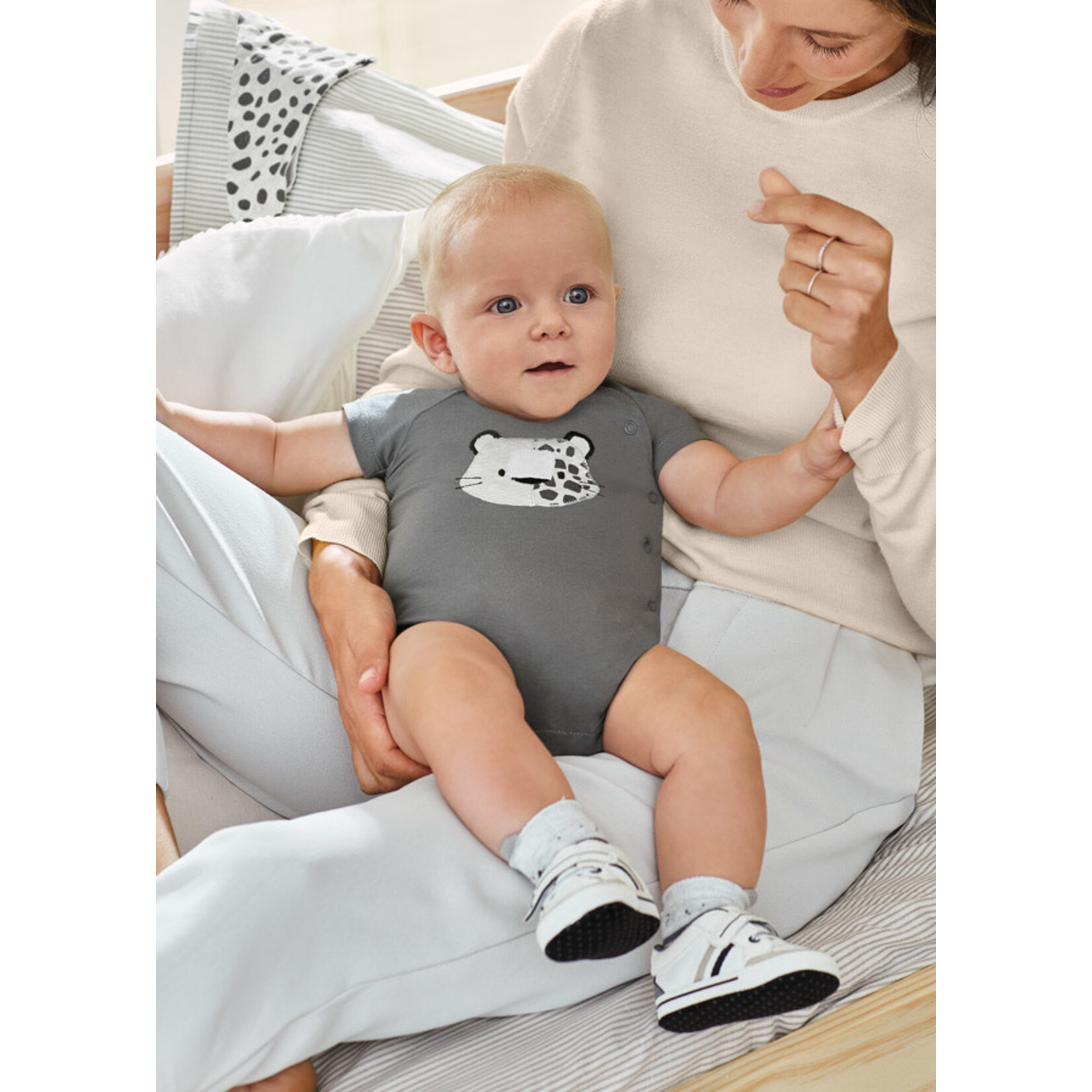 MAYORAL NEWBORN 2PC SHORT ROMPER & BANDANA SET BABY BOY