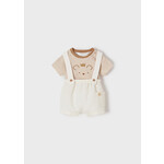 MAYORAL NEWBORN BABY TEE & SUSPENDER SHORTS SET