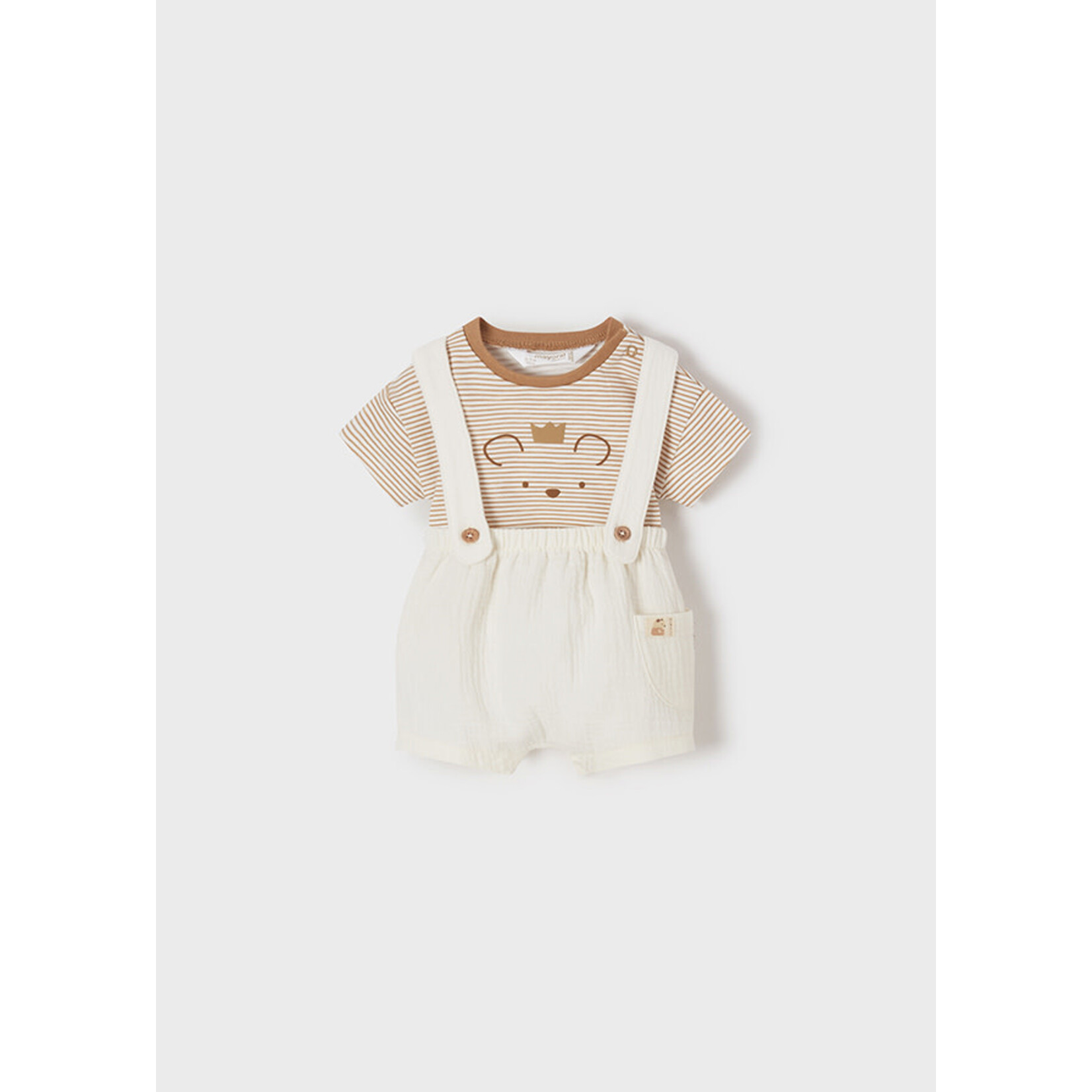 MAYORAL NEWBORN BABY TEE & SUSPENDER SHORTS SET