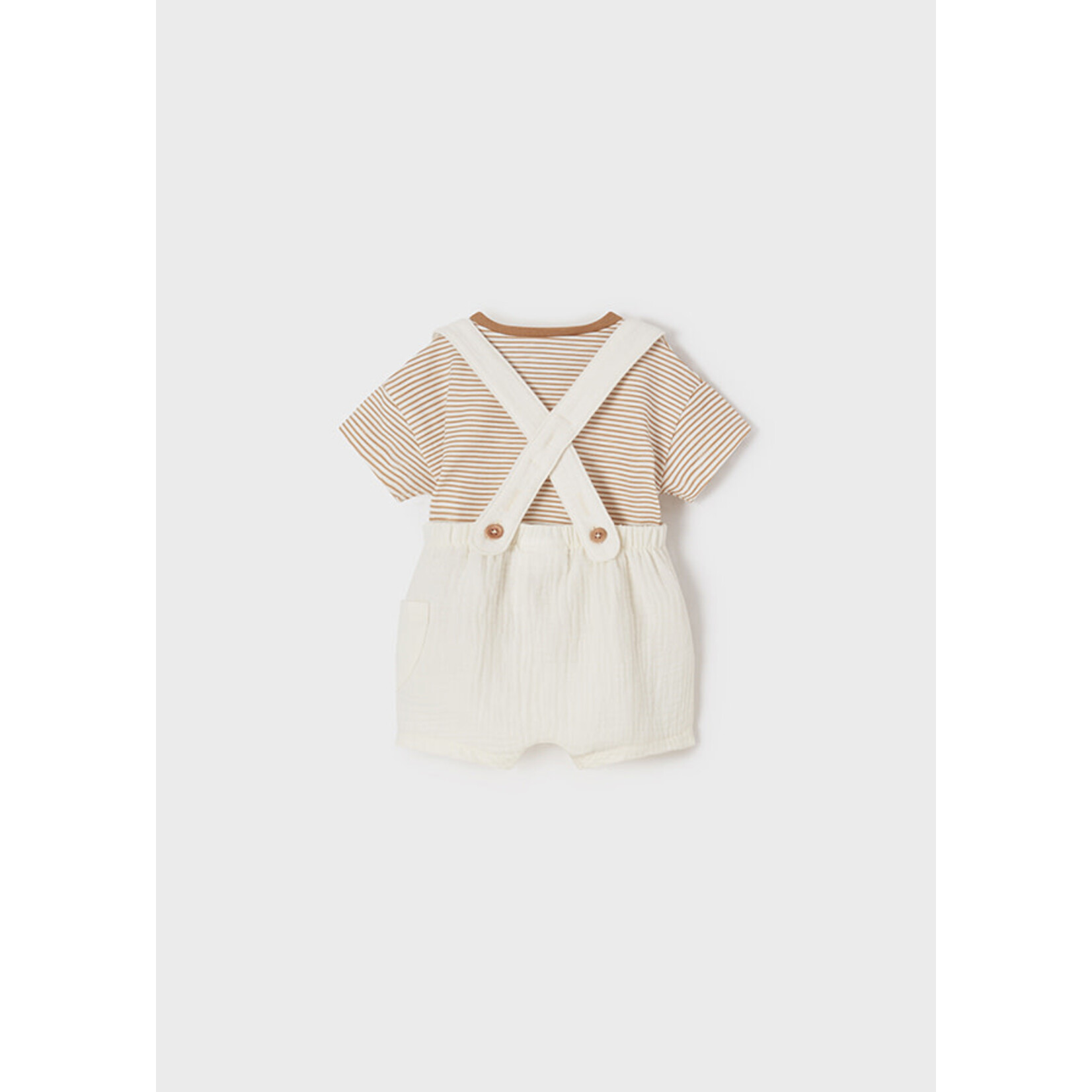 MAYORAL NEWBORN BABY TEE & SUSPENDER SHORTS SET