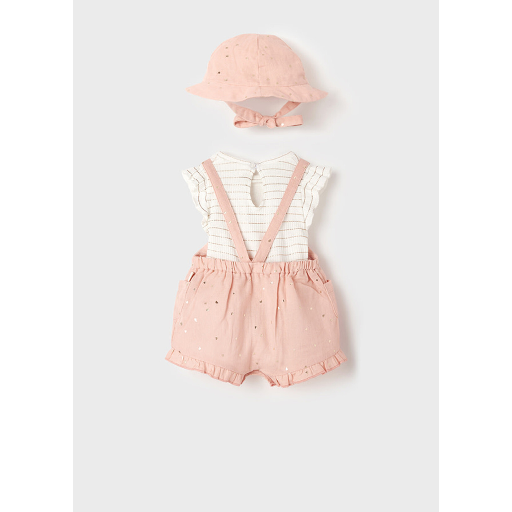 MAYORAL NEWBORN SHORT DUNGAREE W/ HAT SET