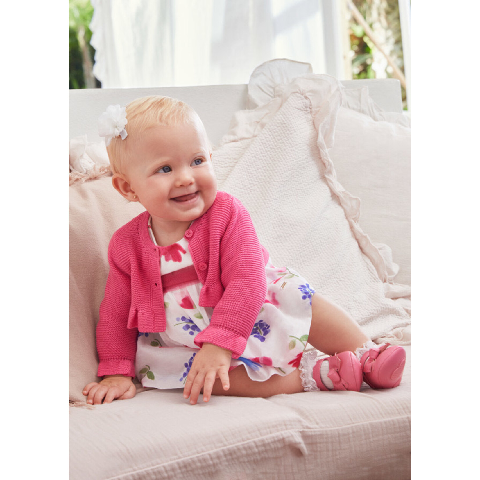 MAYORAL NEWBORN BASIC KNIT PINK CARDIGAN