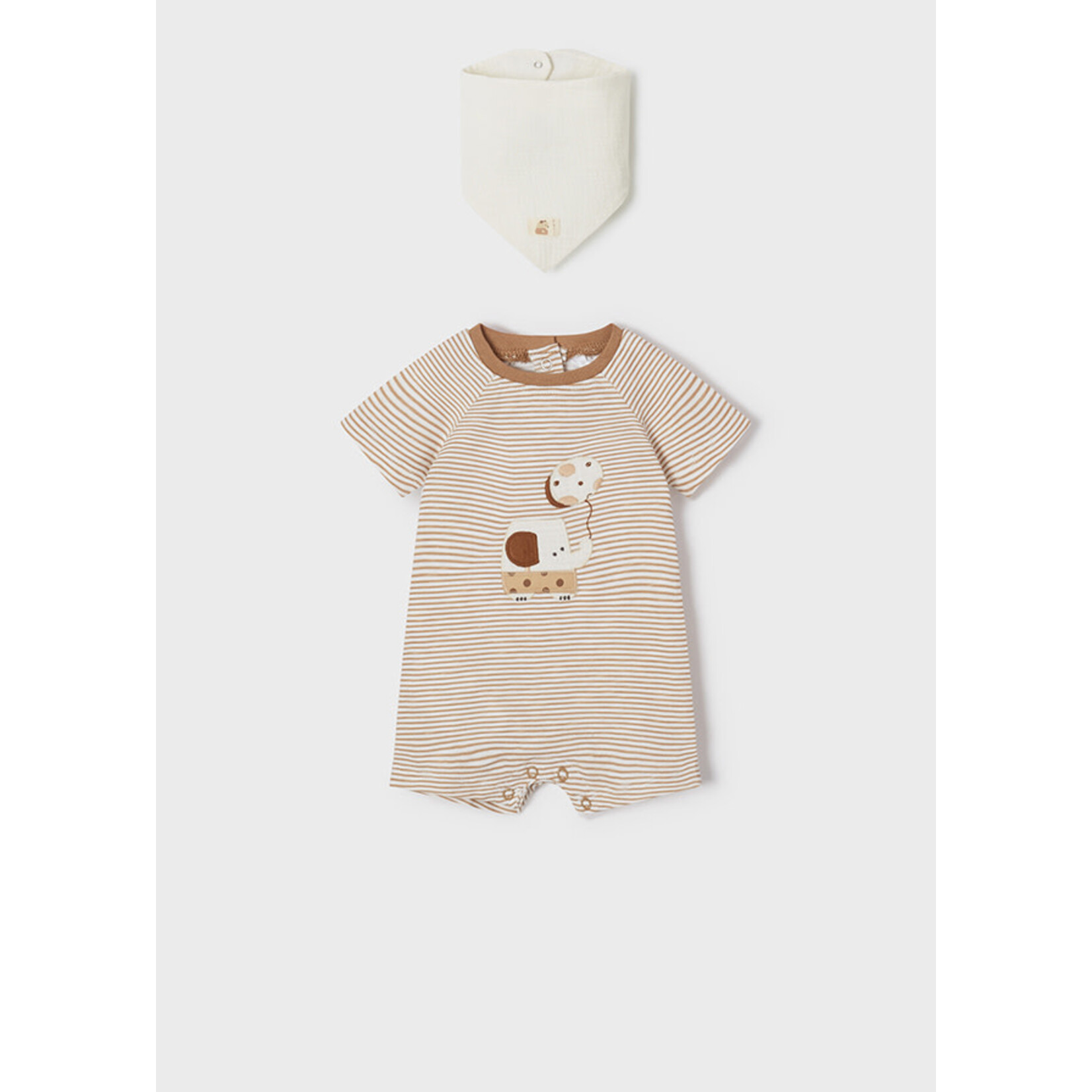 MAYORAL NEWBORN Baby 3pc Romper & Bandana Bib Set