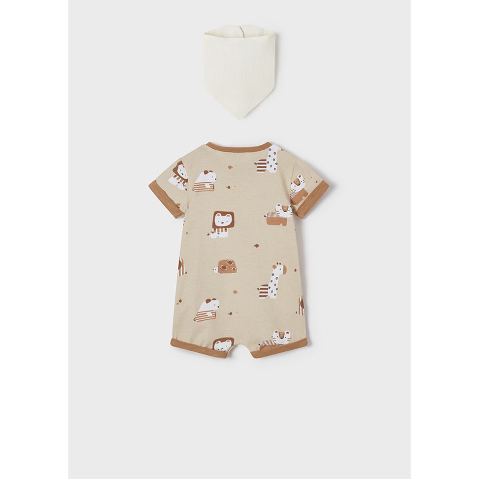 MAYORAL NEWBORN 2PC SHORT ROMPER & BANDANA SET BABY BOY