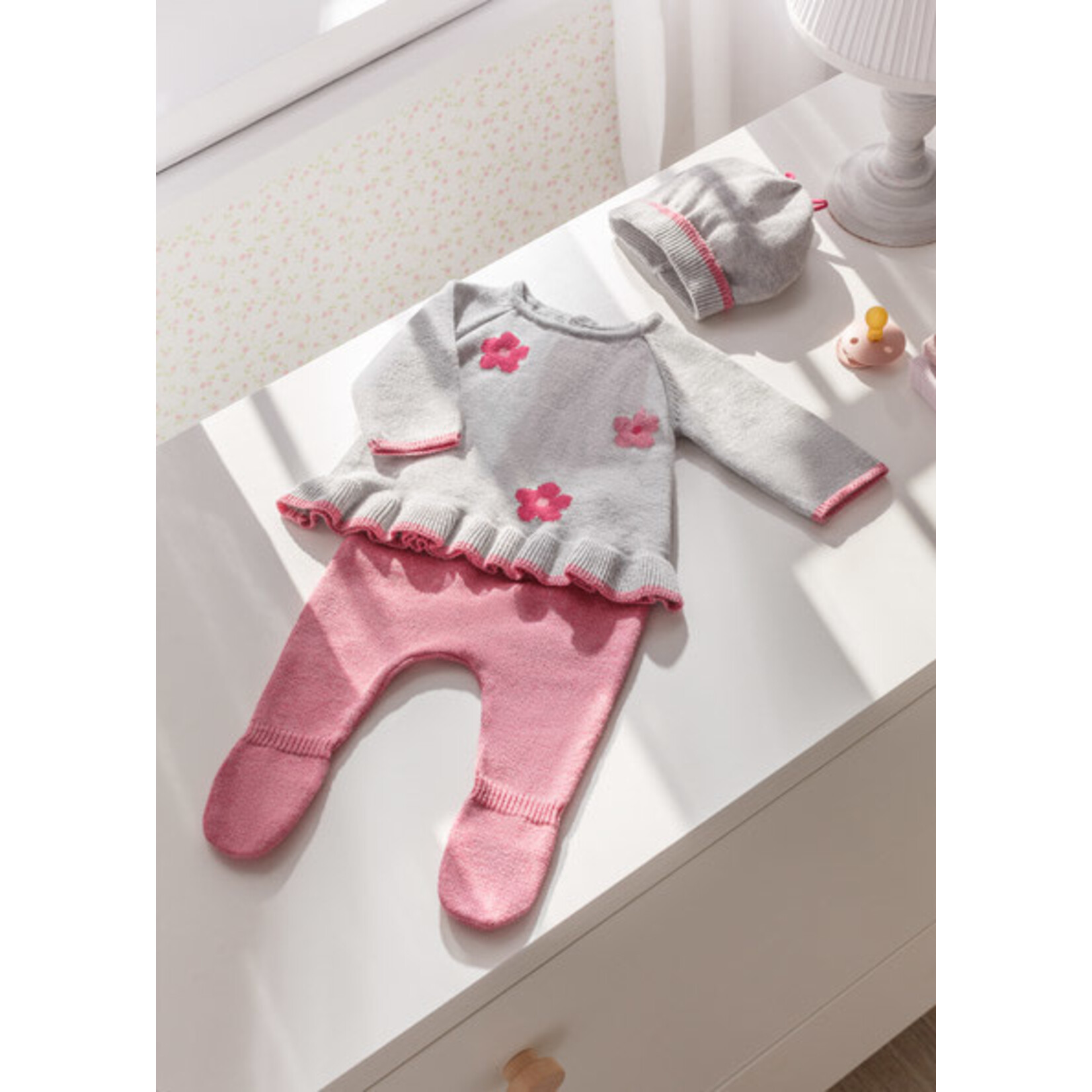 MAYORAL NEWBORN Baby Girl Knit Leg Warmer & Hat Set