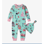 LITTLE BLUE HOUSE TEAL ROCKIN HOLIDAYS COVERALL & HAT
