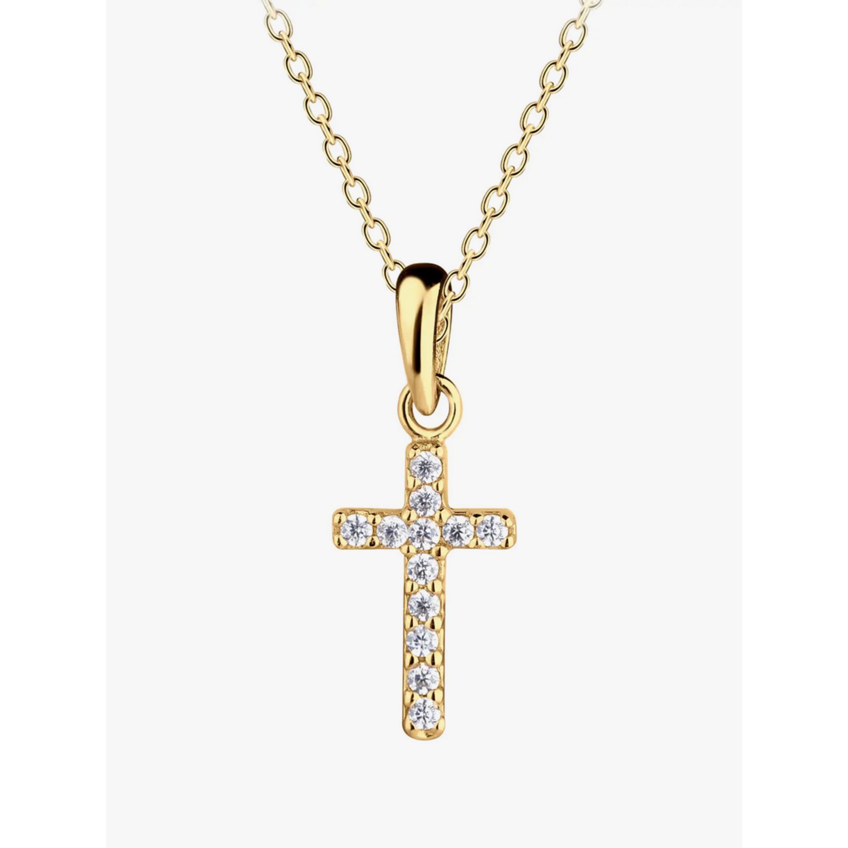 CHERISHED MOMENTS 14K GOLD-PLATED CROSS CZ NECKLACE