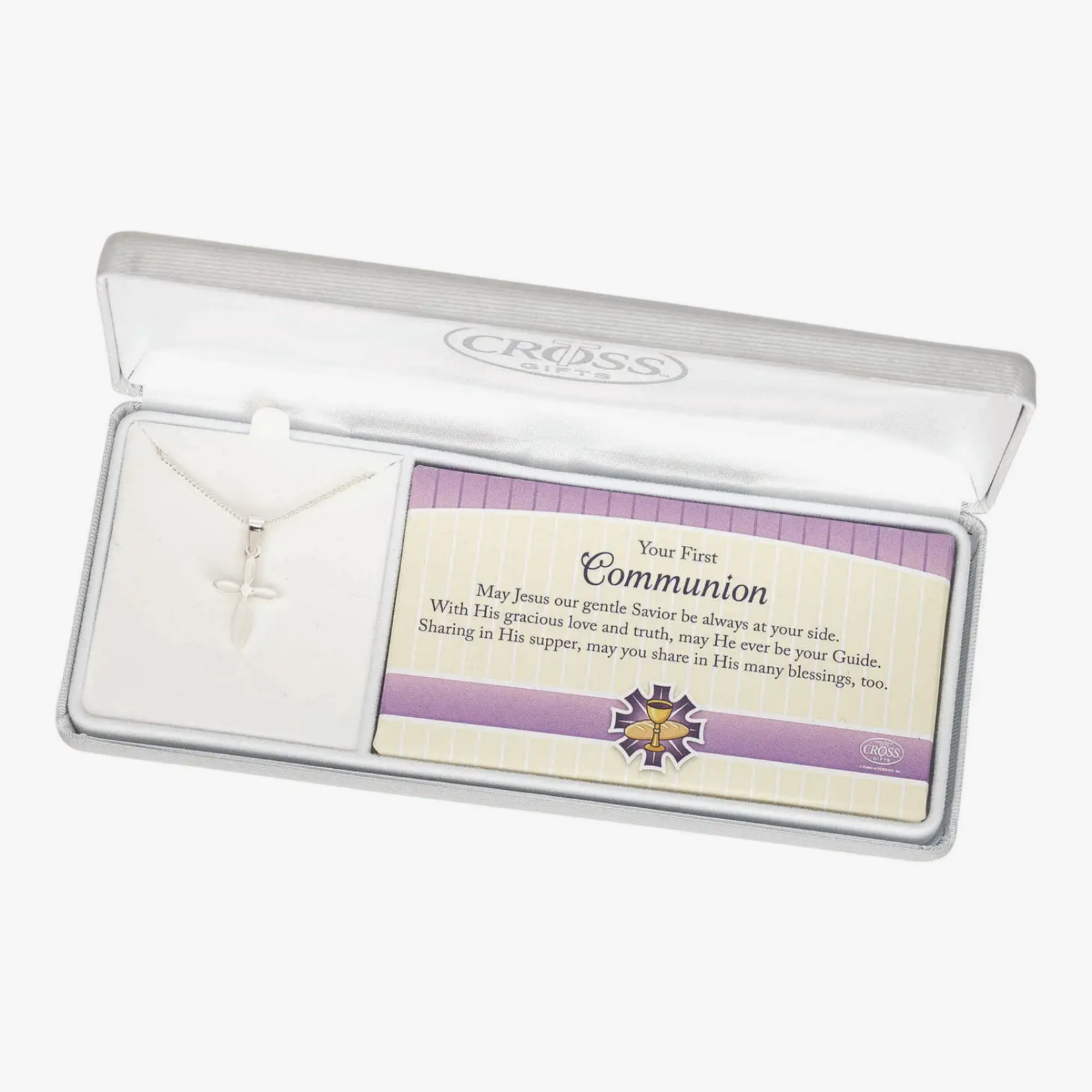 DICKSONS 1ST COMMUNION SILVER PLATED PETAL CROSS NECKLACE