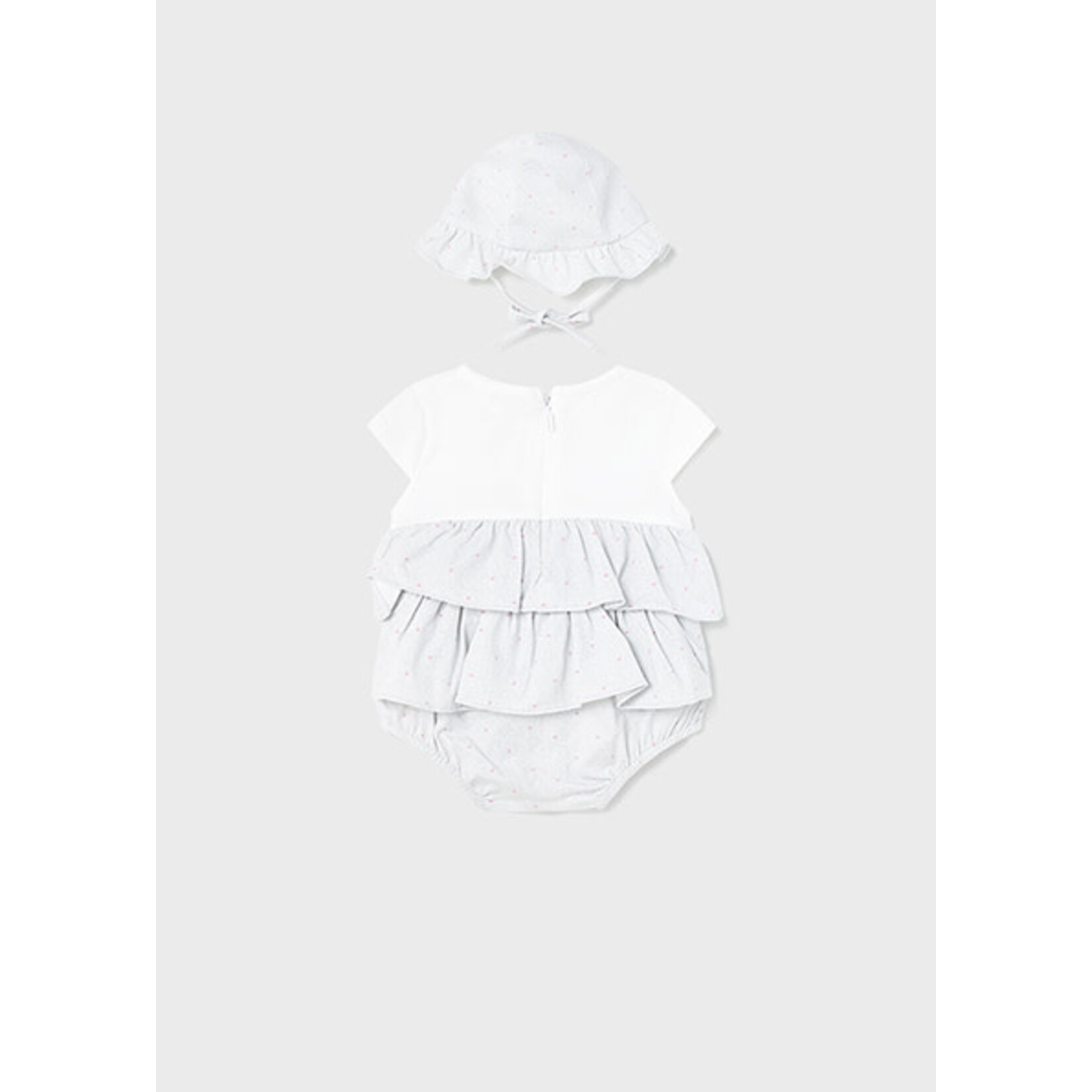 MAYORAL NEWBORN Baby Girl Cotton Romper w/ Hat Set