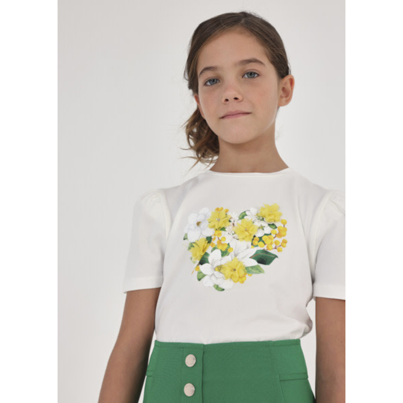 MAYORAL TWEEN SUSTAINABLE COTTON FLORAL HEART TWEEN TEE
