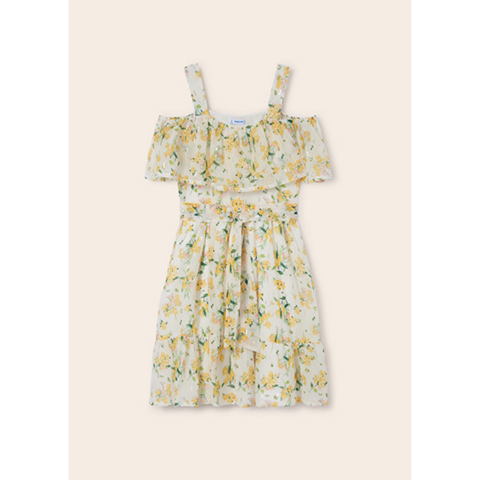 MAYORAL TWEEN Flower Print Tween Girl Chiffon Dress