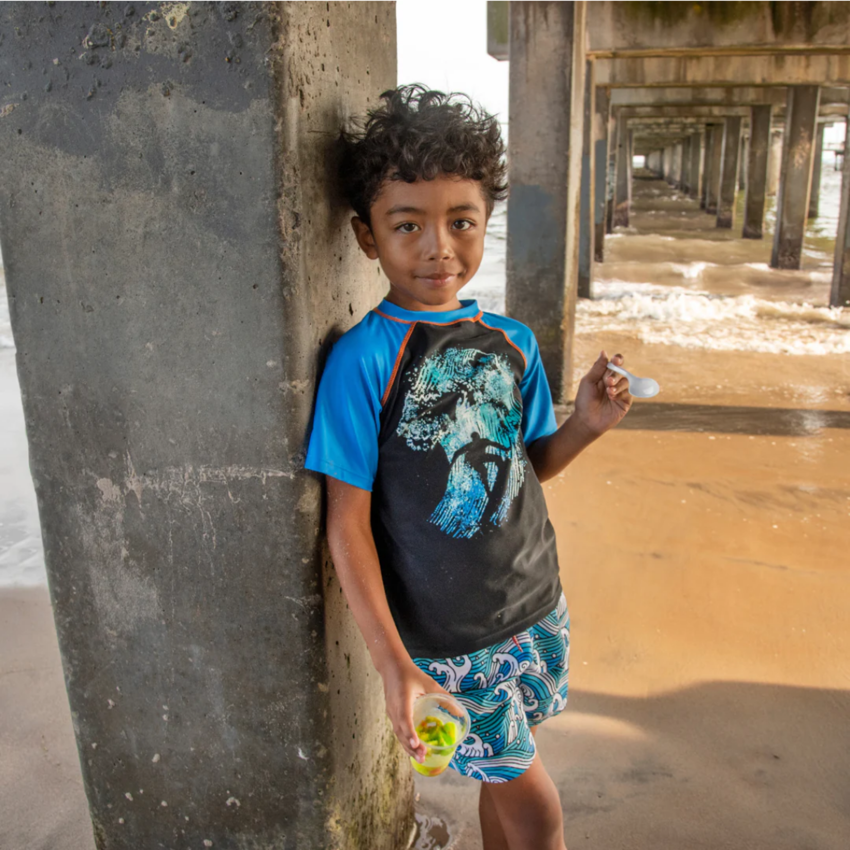APPAMAN CATCHING WAVES TWEEN RASHGUARD TEE