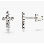 CHERISHED MOMENTS BAPTISM STERLING SILVER BABY CROSS CZ EARRINGS