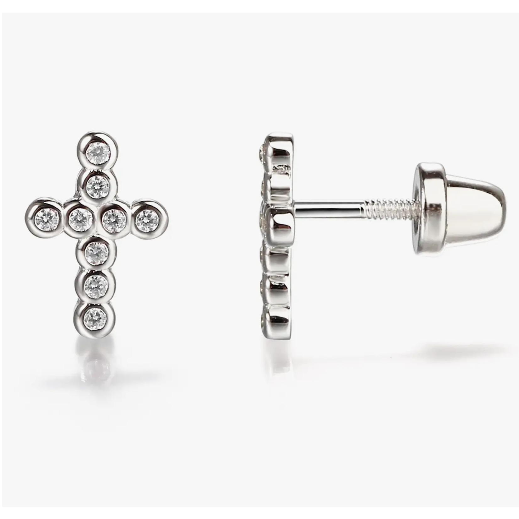 CHERISHED MOMENTS BAPTISM STERLING SILVER BABY CROSS CZ EARRINGS