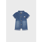MAYORAL NEWBORN DENIM ROMPER SUSTAINABLE COTTON BABY BOY