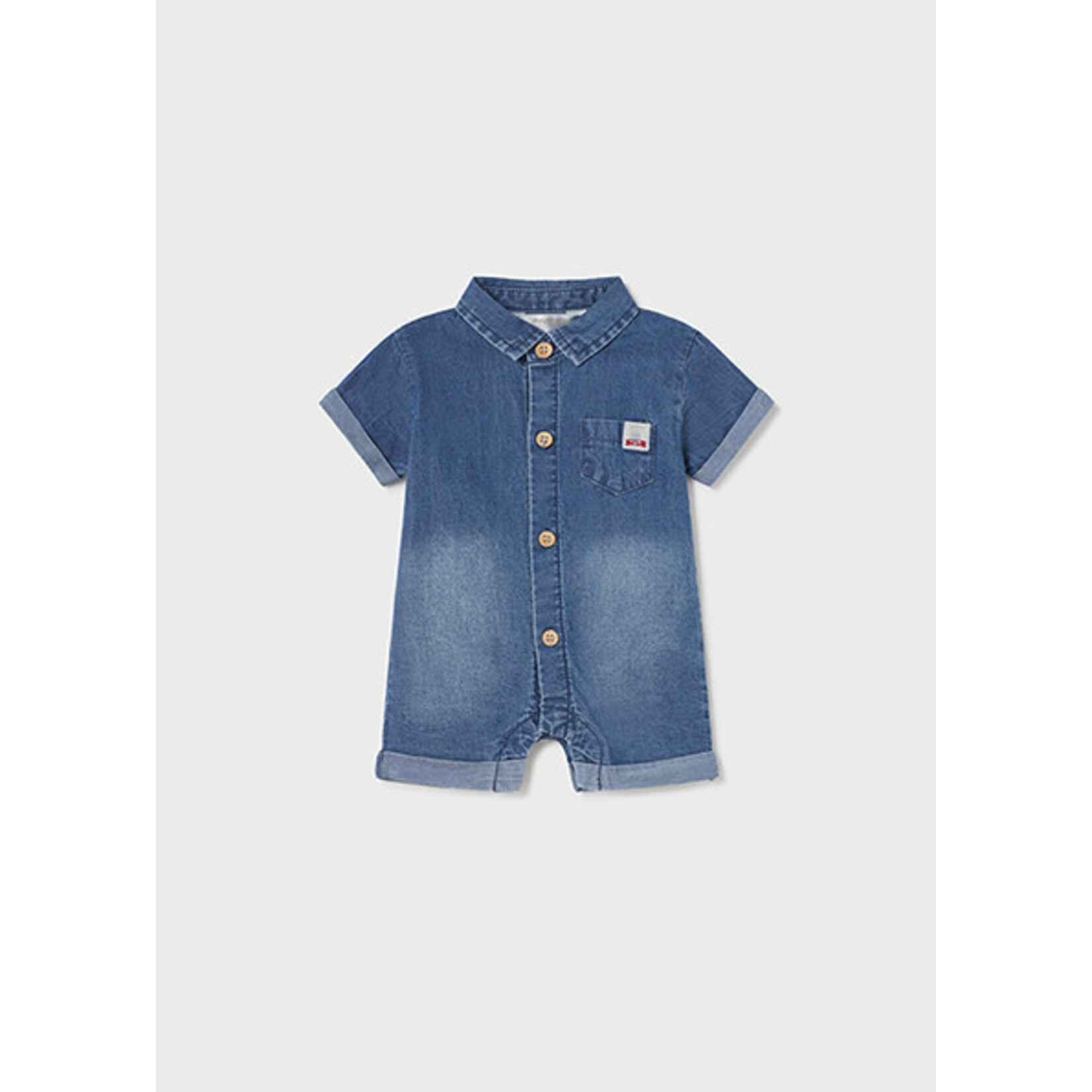 MAYORAL NEWBORN DENIM ROMPER SUSTAINABLE COTTON BABY BOY