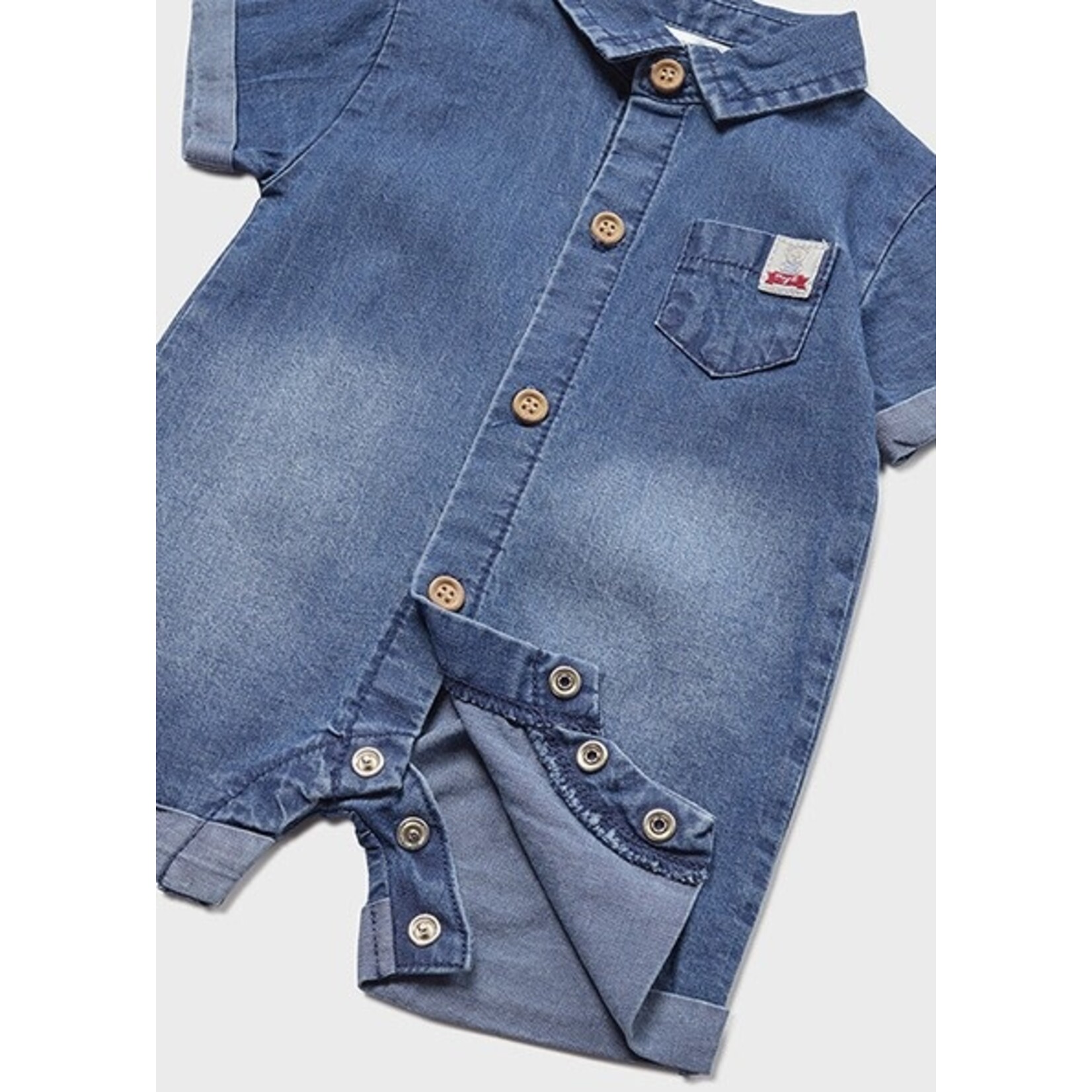 MAYORAL NEWBORN DENIM ROMPER SUSTAINABLE COTTON BABY BOY