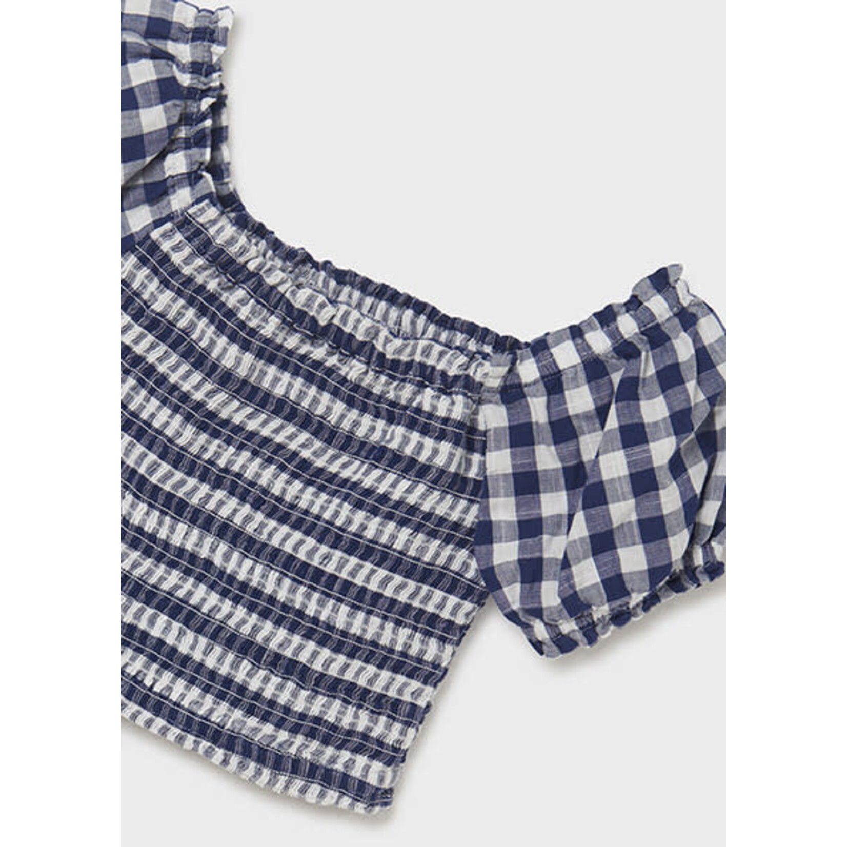 MAYORAL TWEEN Vichy Print Smocked Tween Girl Top