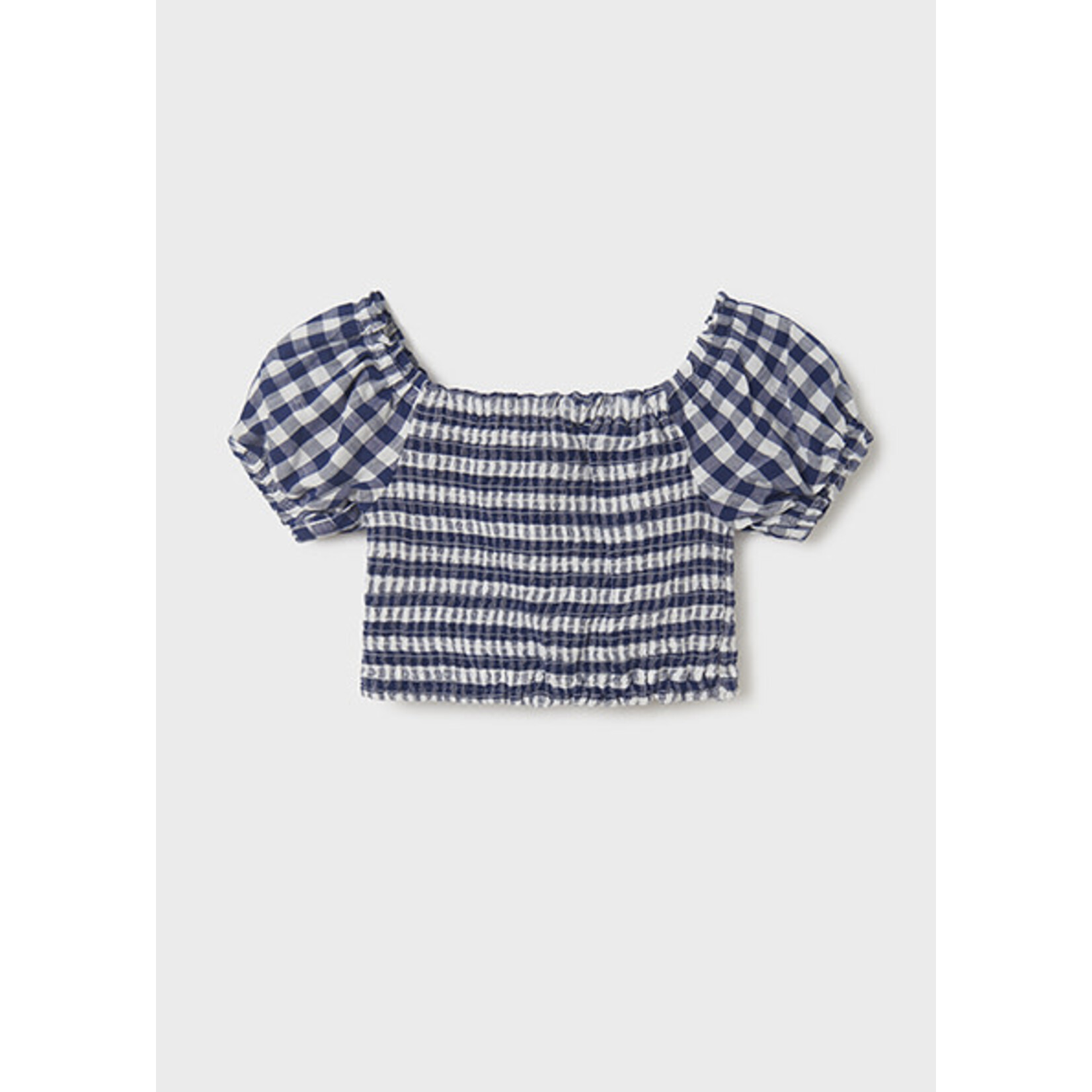 MAYORAL TWEEN Vichy Print Smocked Tween Girl Top