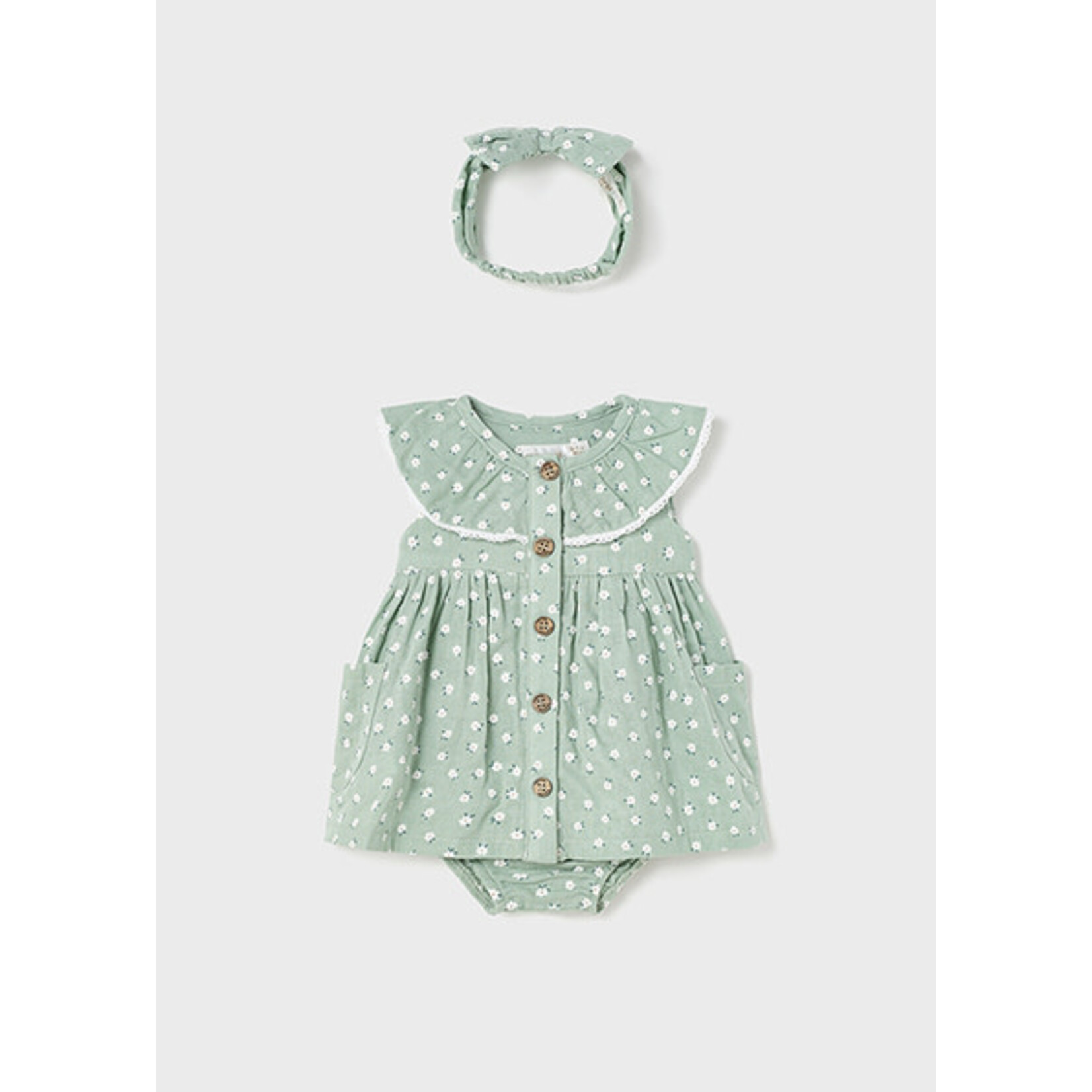 MAYORAL NEWBORN SUSTAINABLE COTTON DRESS WITH HEADBAND