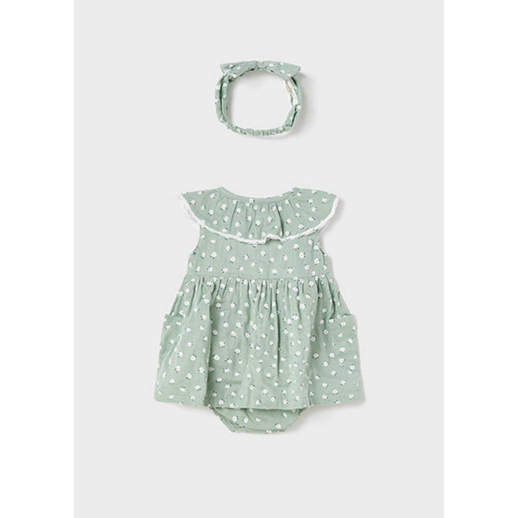 MAYORAL NEWBORN SUSTAINABLE COTTON DRESS WITH HEADBAND