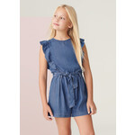 MAYORAL TWEEN RUFFLED DENIM TWEEN ROMPER