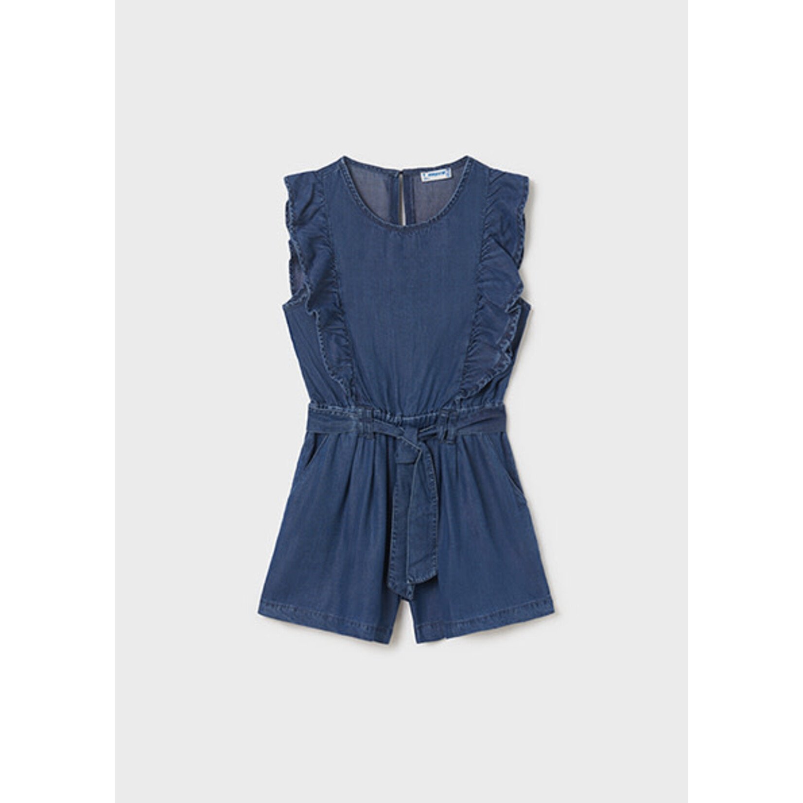 MAYORAL TWEEN RUFFLED DENIM TWEEN ROMPER