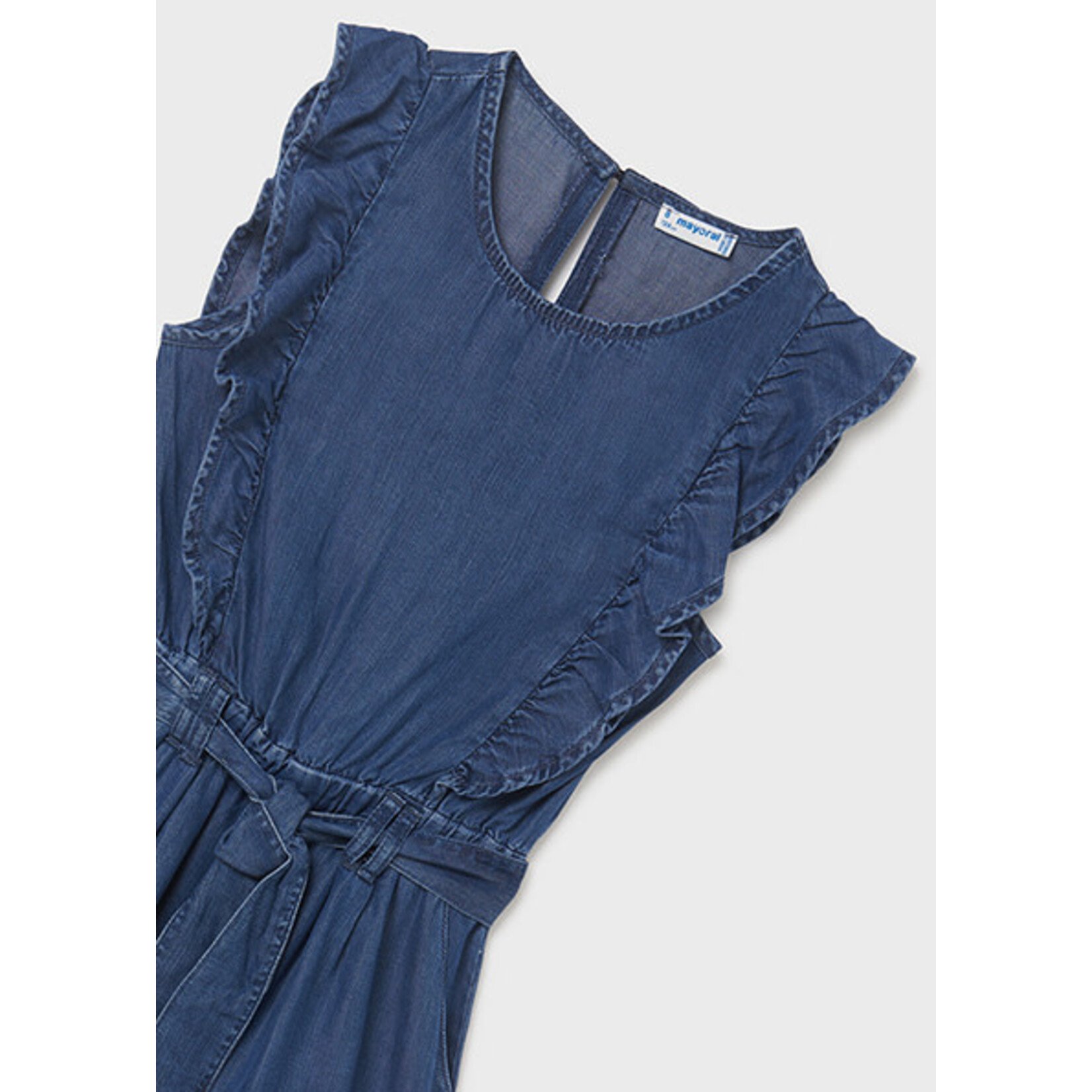 MAYORAL TWEEN RUFFLED DENIM TWEEN ROMPER