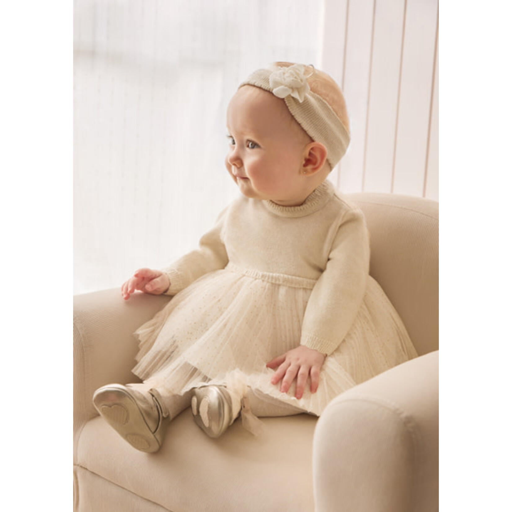 MAYORAL NEWBORN [BABY] KNIT TULLE DRESS