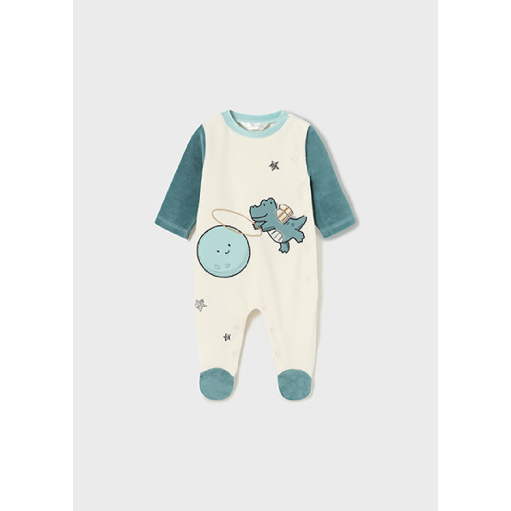 MAYORAL NEWBORN Baby Boy Velour Space Footed Sleeper