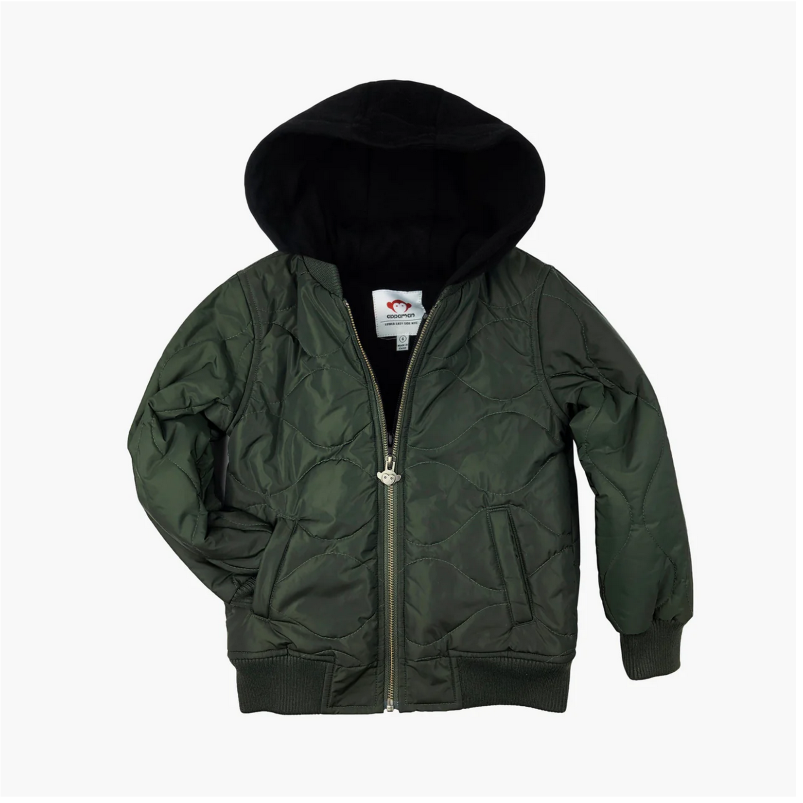 APPAMAN Youth Boys Black Hoodie Bx Bomber Jacket 8-14