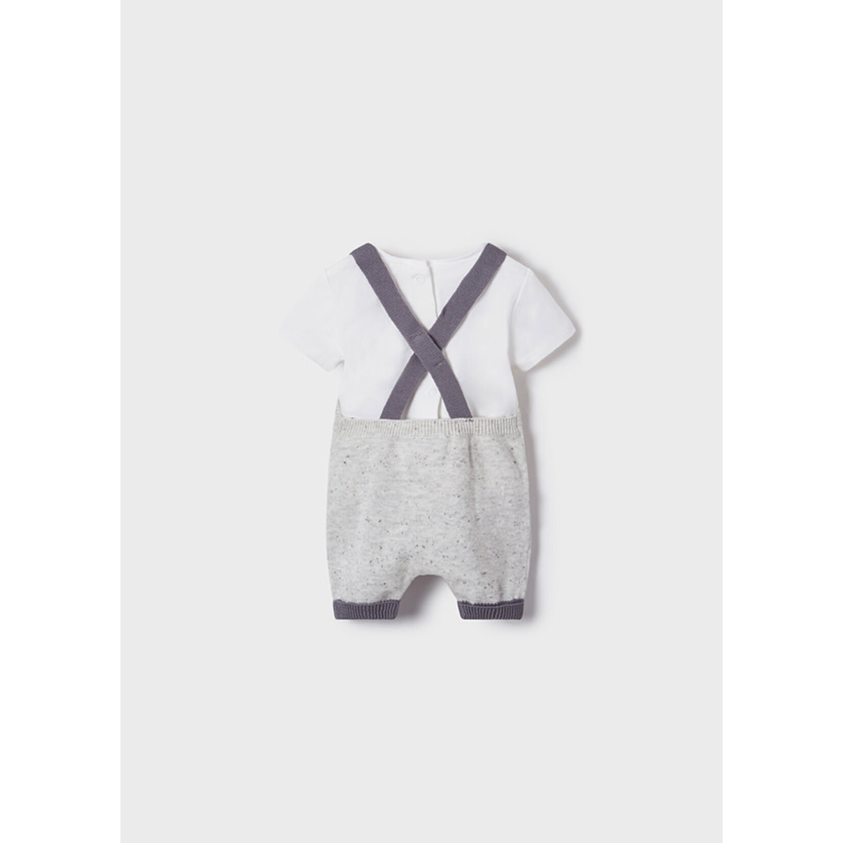 MAYORAL NEWBORN GREY KNIT BABY DUNGAREES SET