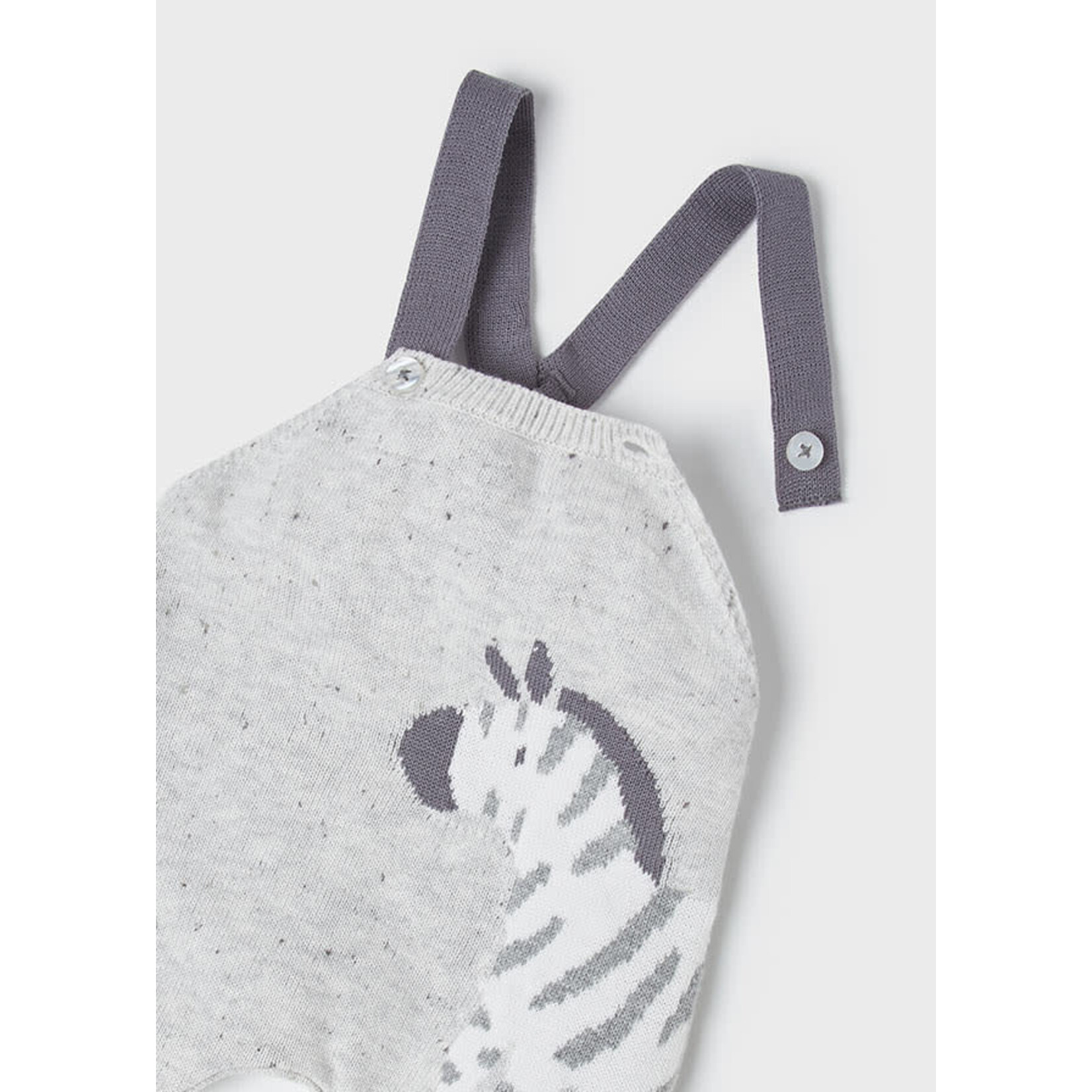 MAYORAL NEWBORN GREY KNIT BABY DUNGAREES SET