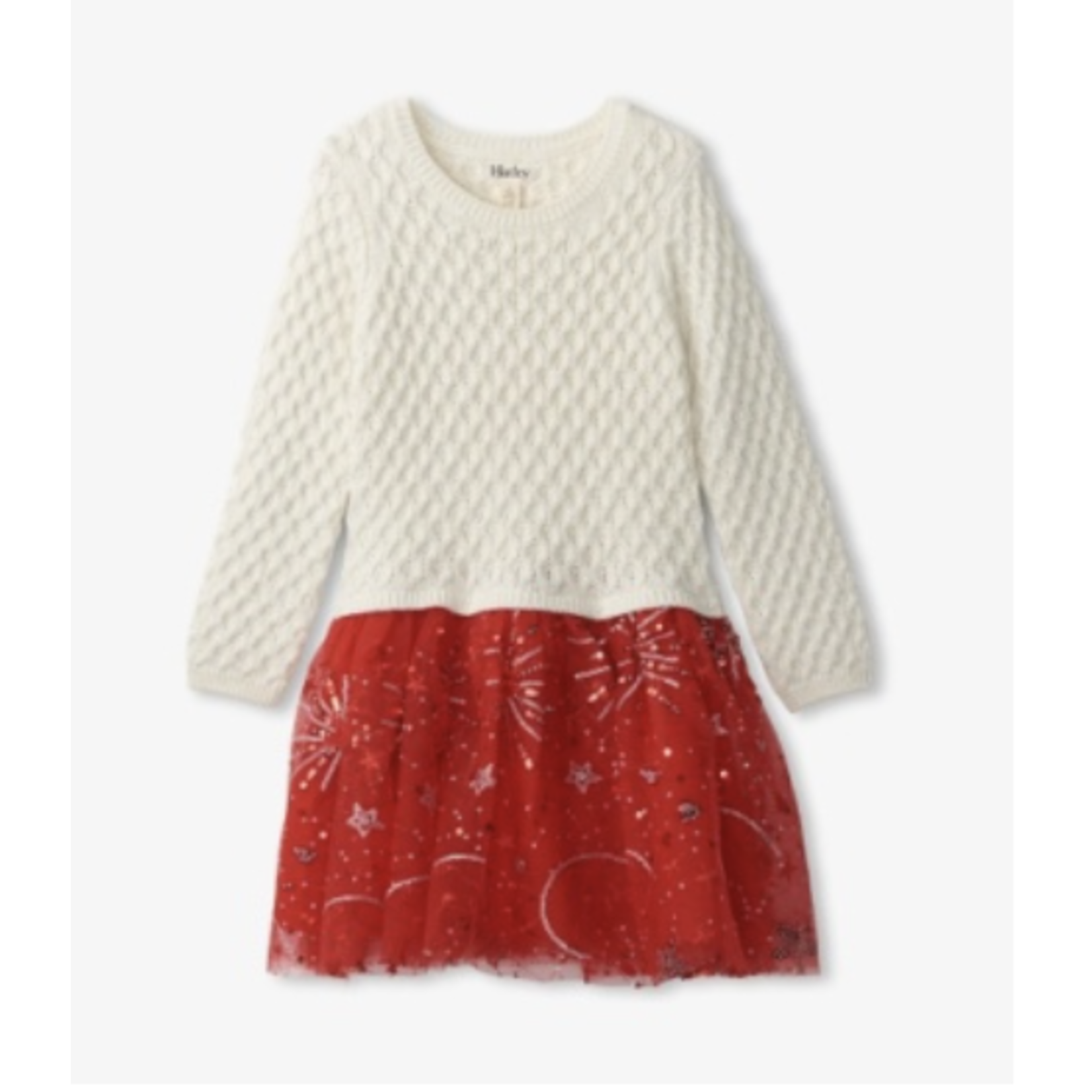 HATLEY RED SPARKLE SWEATER TULLE DRESS