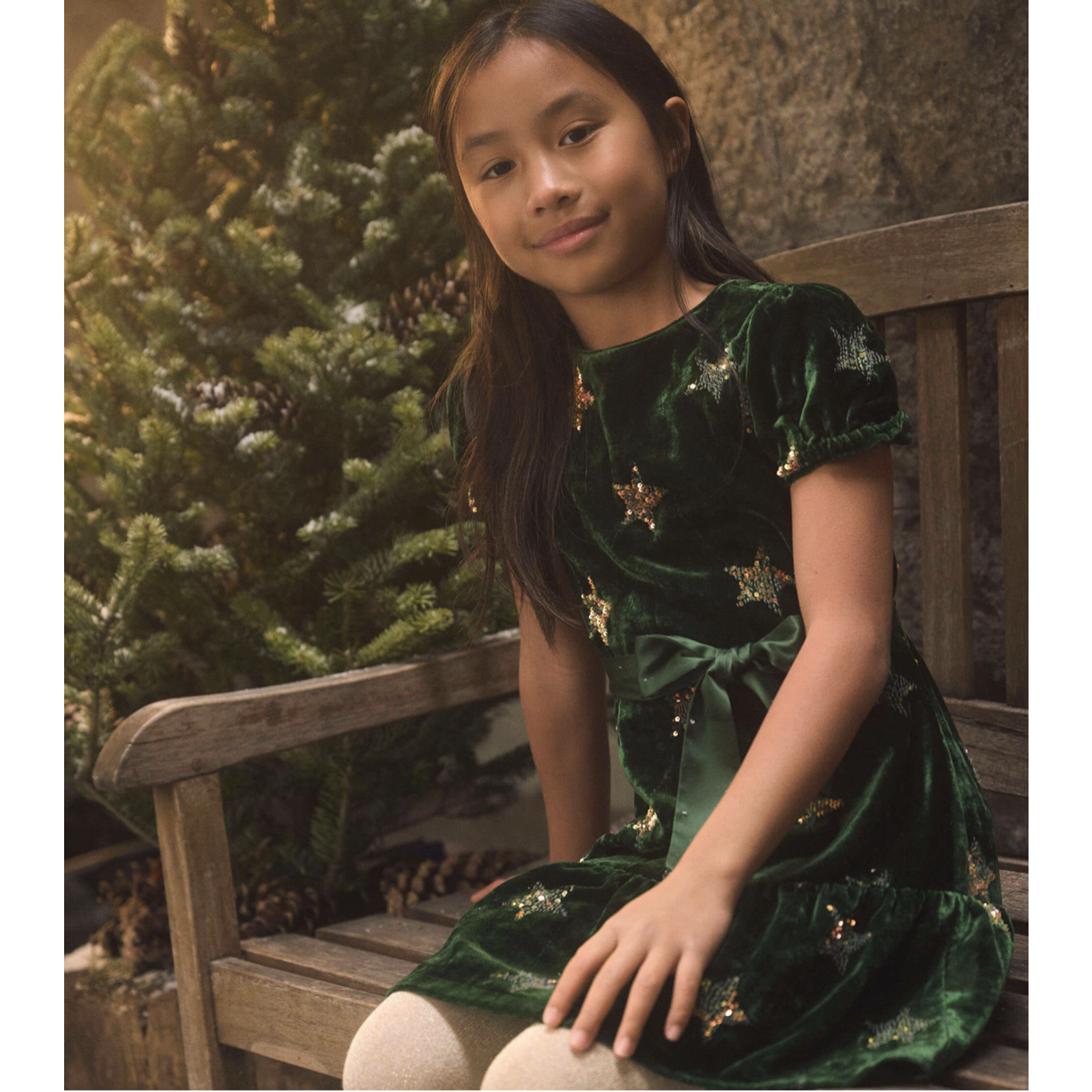 HATLEY GOLD STAR SEQUIN VELVET DRESS