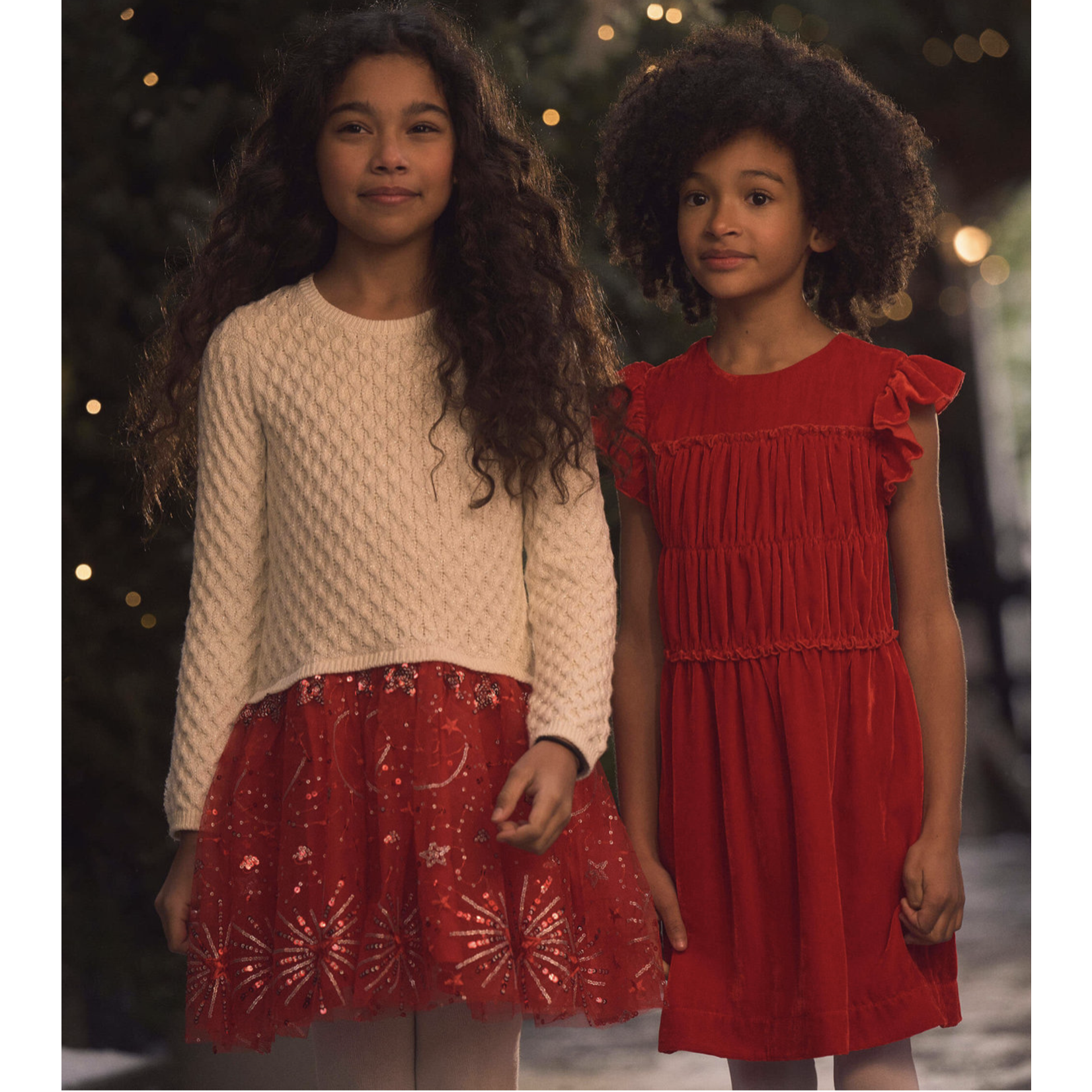 HATLEY RED SPARKLE SWEATER TULLE DRESS