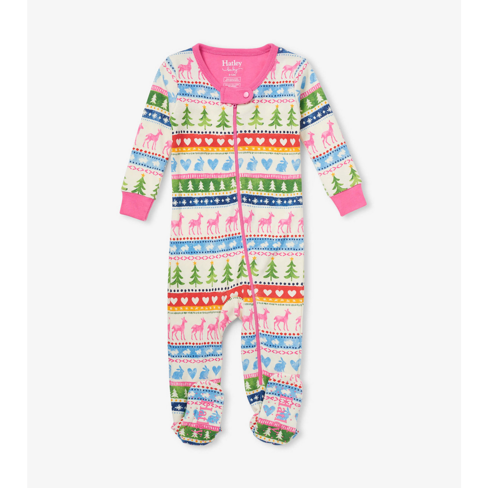 HATLEY CREAM PAINTED FAIRISLE BABY FOOTED COVERALL