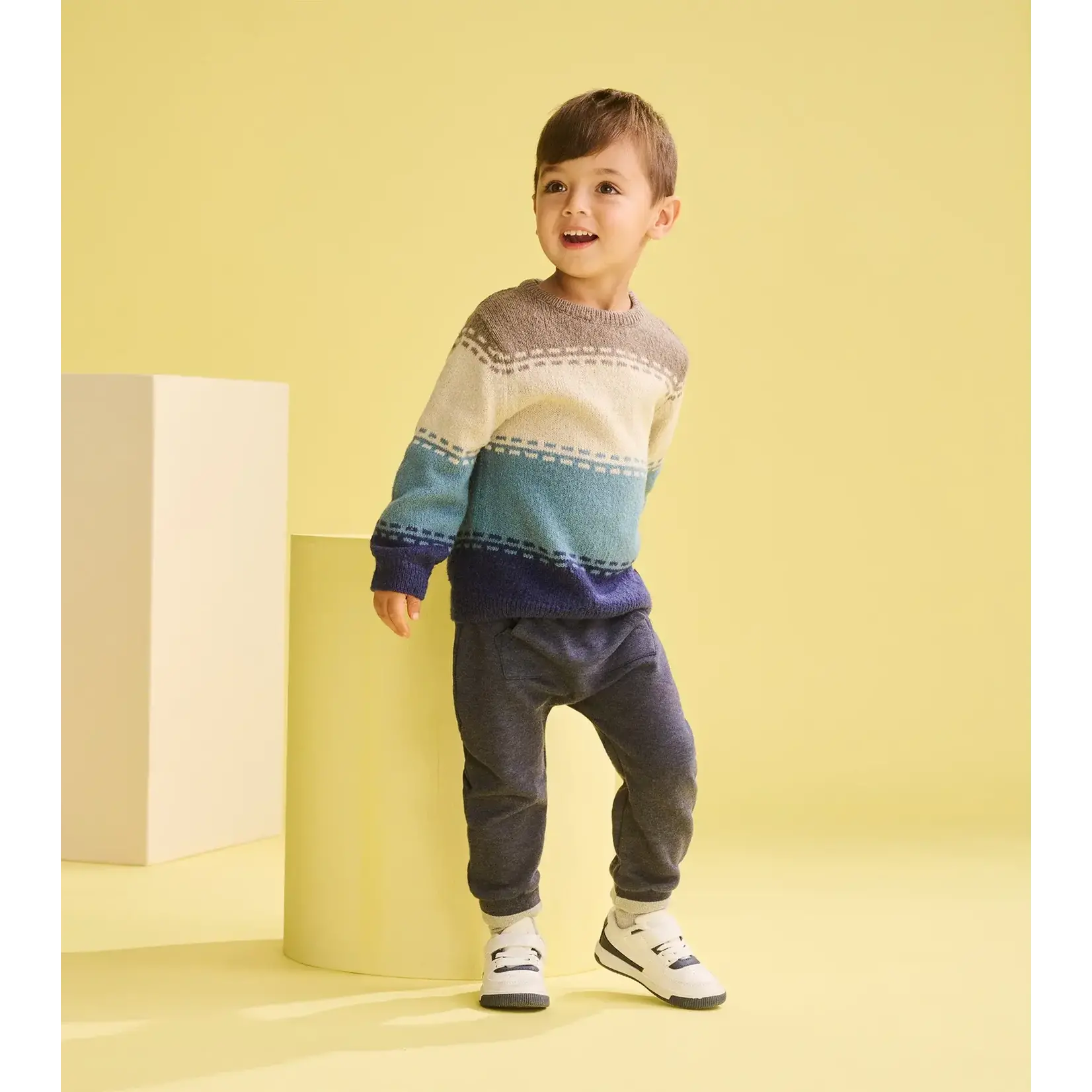 HATLEY BLUE COMBO CREW NECK BOYS KNIT SWEATER