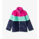 HATLEY COLOR BLOCK STRIPES FUZZY FLEECE GIRLS ZIP-UP JACKET