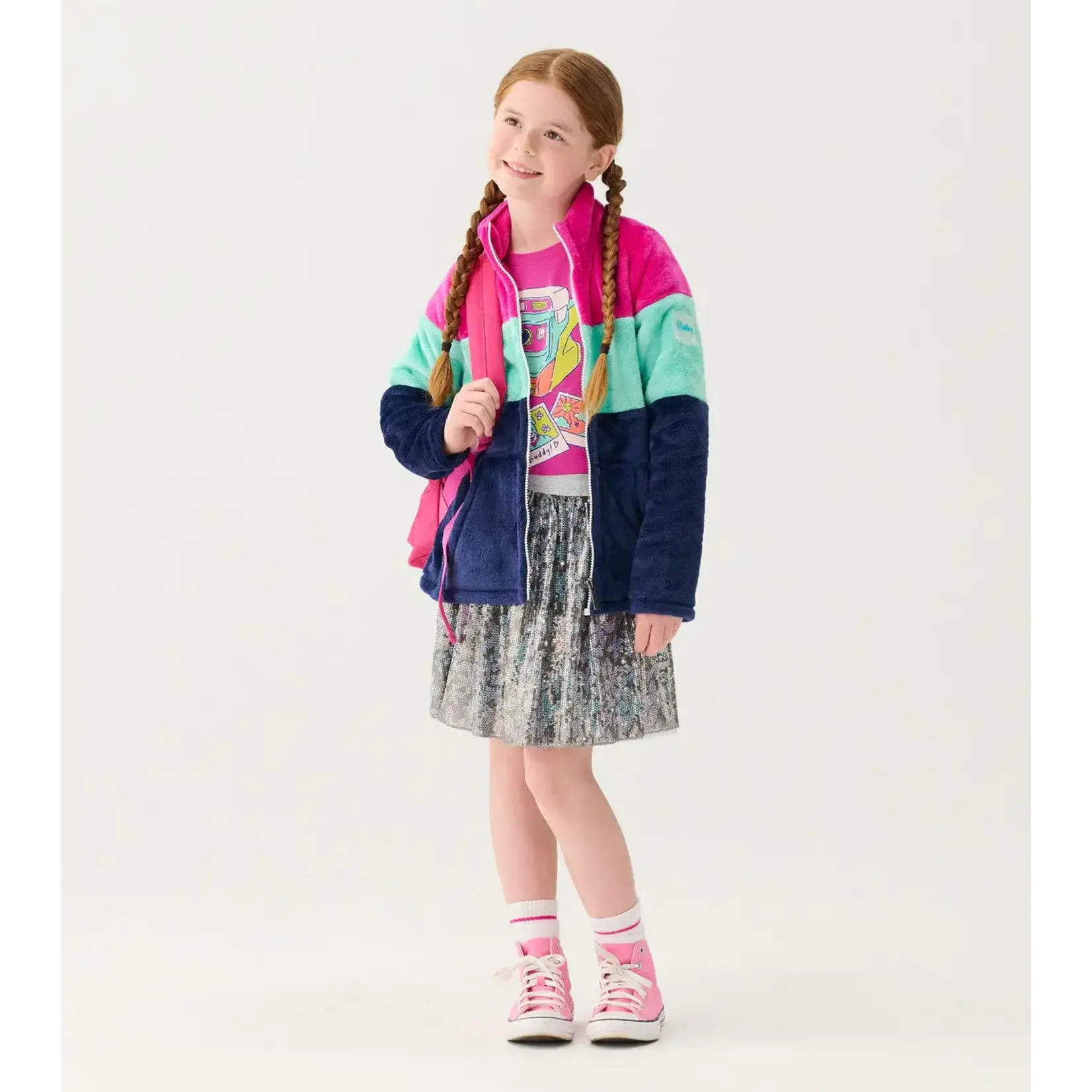 HATLEY Tween Girl Colorblock Fuzzy Fleece Zip Up