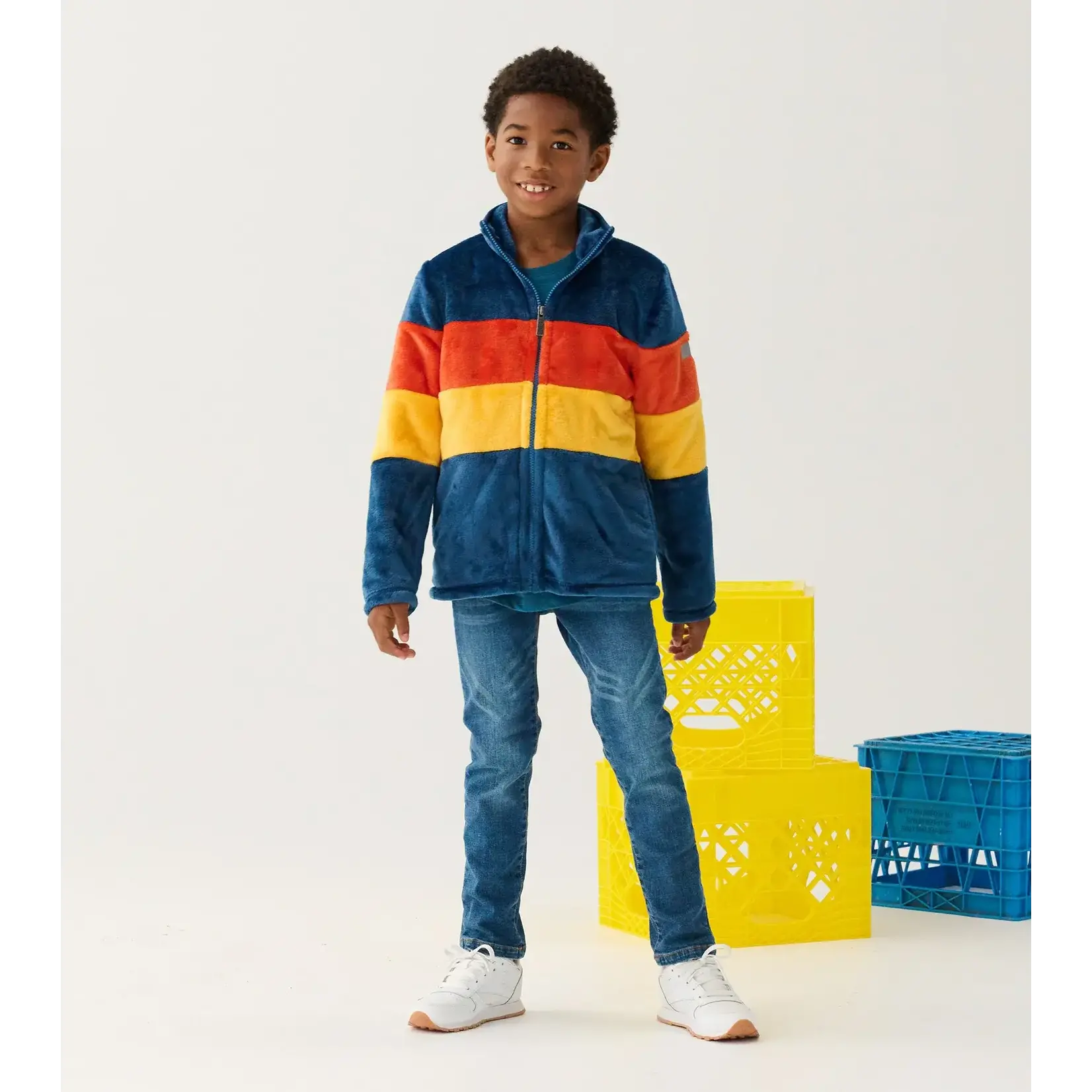 HATLEY COLOR BLOCK FUZZY FLEECE TWEEN ZIP-UP JACKET