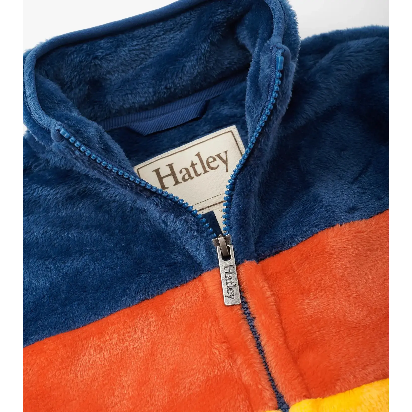 HATLEY Youth Boys Fuzzy Fleece Zip Up Jacket -Color Block 8-14